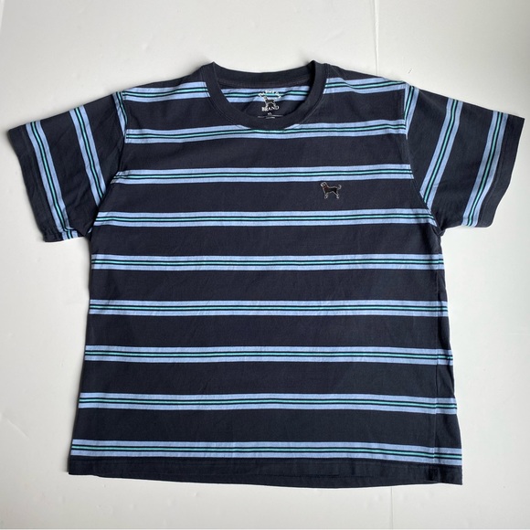 The Black Dog Shirt Size XL Boys Blue Stripes New England Youth T-Shirt Cotton - Picture 2 of 13